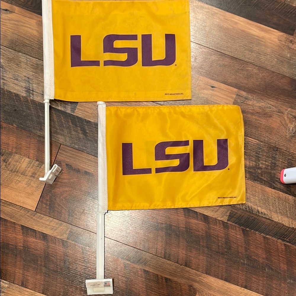 LSU Car Flags in Yellow and Purple